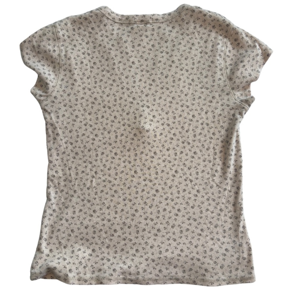Gap Stretch Women’s Brown Floral Ribbed V-Neck Tee - Picture 4 of 4